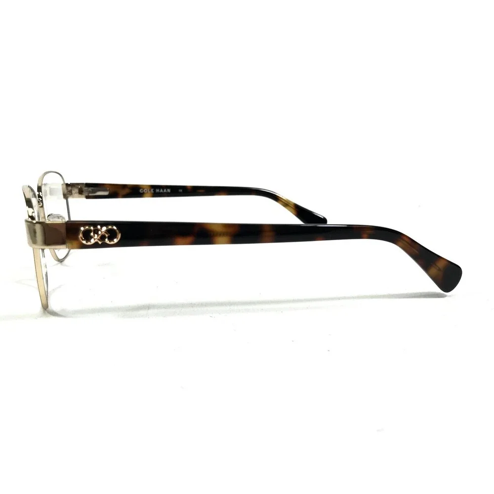 Cole Haan Eyeglasses Frames CH5008 717 GOLD Tortoise Square Wire Rim 52-17-135